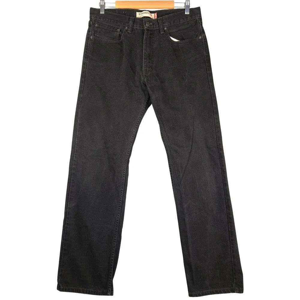 Levis 505 Straight Fit Jeans Mens Black Denim Pants 00505 34x34 (Fits 34x32)